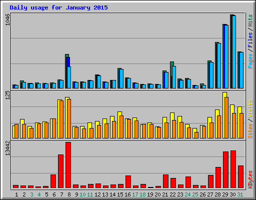 Daily usage for January 2015