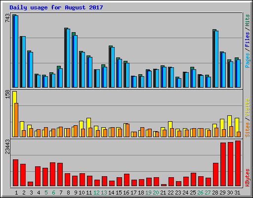 Daily usage for August 2017
